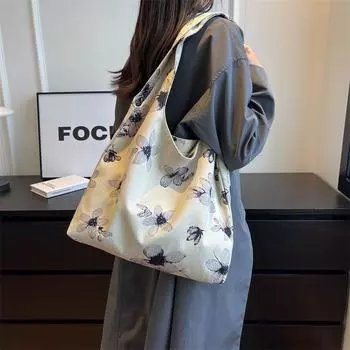 Холщовая женская сумка большой вместимости, новая универсальная сумка через плечо весны 2024 года, текстура, популярная в этом году для повседневных больших сумок