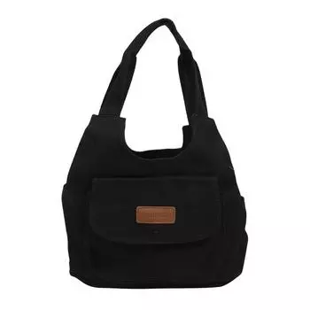 Холщовая женская сумка через плечо для поездок на работу, простая, большая вместимость, универсальные повседневные сумки-тоут для женщин, модные сумки для шопинга One Size чёрный