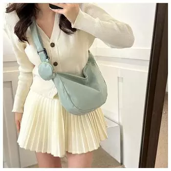 Холщовая женская сумка через плечо сумка-пельмень студенческая школьная сумка для поездок на работу модные сумки чёрный