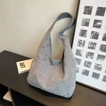 Холщовая женская сумка через плечо, вельветовая простая повседневная дизайнерская сумка большой вместимости для женщин, дорожная однотонная сумка-шоппер 34 x 30 x 11cm белый