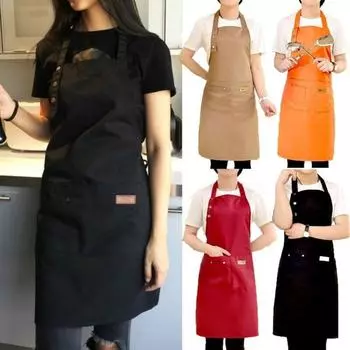 Холщовые фартуки для женщин и мужчин, кухонный фартук для работы повара для гриля, ресторана, бара, кафе, студии красоты, маникюра, униформа