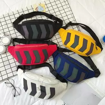 Холщовые поясные сумки унисекс со стрелкой и отражением, парусиновая повседневная сумка через плечо для пары с отверстием для наушников, дорожная поясная сумка для бега темно-синий