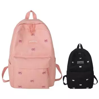 Холщовые рюкзаки Kawaii Bow для девочек, легкие школьные сумки для студентов, большая вместимость, эстетичные сумки для подростков, студенческие сумки розовый