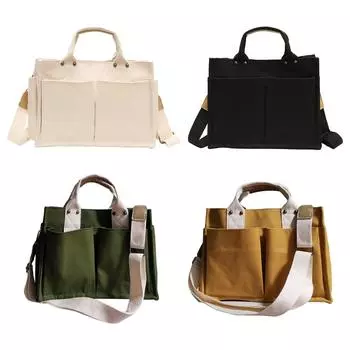 Холщовые сумки через плечо, модная сумка для покупок с регулируемым ремешком для выходных и отпуска чёрный