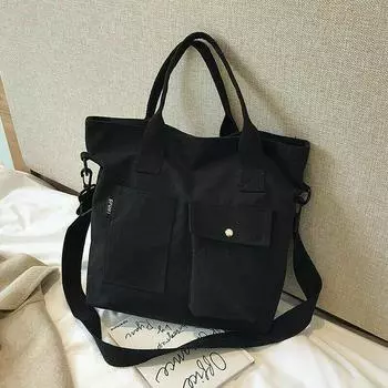 Холщовые сумки-тоут для женщин, роскошные дизайнерские сумки через плечо с несколькими карманами, черные, белые, женские сумки через плечо, сумки для покупок, дамская сумочка чёрный