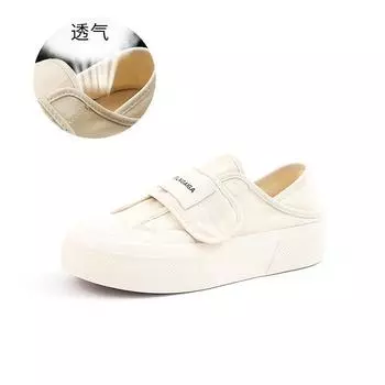 Холщовые туфли для хлеба 2025 года, весна, новые женские туфли на липучках, повседневная обувь на платформе, универсальная детская обувь 35