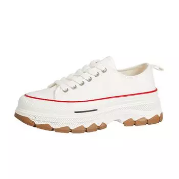 Холщовые туфли для женщин с перекрещенной уздечкой осень-зима увеличивающая обувь мода низкая помощь толстая подошва повседневная обувь для доски 35