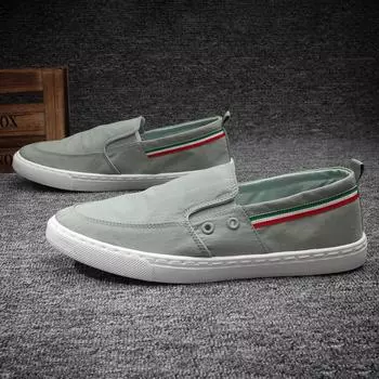 Холщовые туфли Мужские модные туфли Мужские весенние дышащие универсальные мужские повседневные туфли для сноуборда Однопедальные ленивые низкие мужские туфли 39