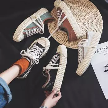 Холщовые туфли Школьные туфли для досок Обувь из печенья Дышащие Ing Internet Знаменитости Тканевые туфли 35