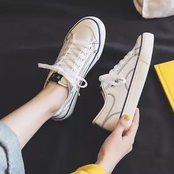 Холщовые туфли женские Tide Student Ulzzang Board Shoes Hyunya Style белые туфли 35