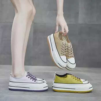 Холщовые туфли женские весна лето повседневные прогулочные платформы вулканизированные туфли женские модные массивные кроссовки 35
