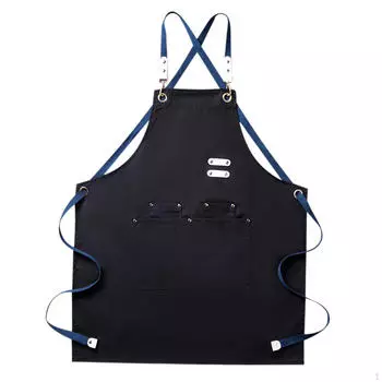 Холщовый фартук для парикмахера с карманом для мужчин, женщин, кафе, официанта, кухни чёрный