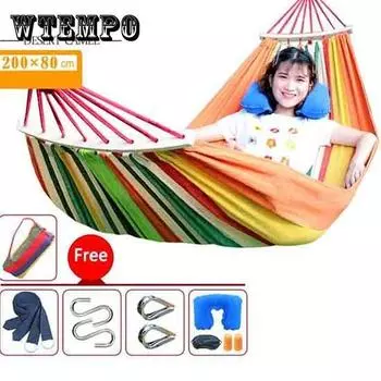 Холщовый гамак для взрослых, одноместный, устойчивый к опрокидыванию, для использования в помещении и на открытом воздухе, балконное кресло-качели