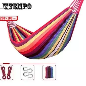 Холщовый гамак для взрослых, одноместный, устойчивый к опрокидыванию, для использования в помещении и на открытом воздухе, балконное кресло-качели