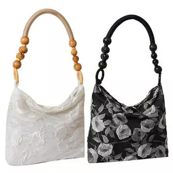 Холщовый клатч, кошельки, винтажная маленькая сумка-тоут с застежкой, женская жаккардовая сумка-портфель с бисером белый