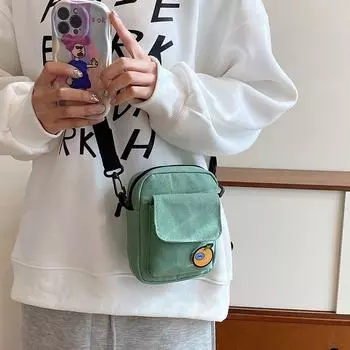 Холщовый кроссбоди японский литературный маленький рюкзак женская сумка, универсальная студенческая маленькая свежая сумка через плечо one size fits all зелёный