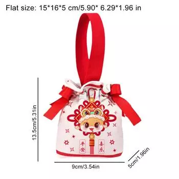 Холщовый мини-мешок для подарков с ручкой, затягивающийся шнурок, рождественская упаковка, новый мешок для хранения конфет, праздничный мешок Sn H5K7 Red-One size