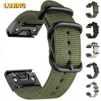 Холщовый нейлоновый ремешок для Garmin Fenix 7 6X6S 6 Pro 5X5 5S 3HR спортивный ремешок для часов Garmin Band 22 мм 26 мм аксессуары для браслетов 22mm зелёный