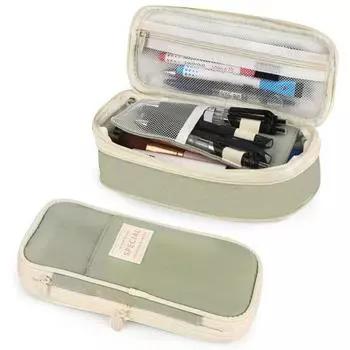 Холщовый пенал компактный расширяемый большой емкости застежка-молния пенал многофункциональное хранилище чёрный