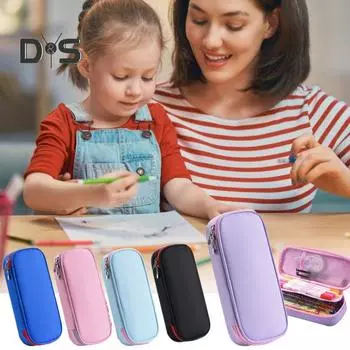 Холщовый пенал с тремя слоями дизайна, большой емкости, застежка-молния, многофункциональная сумка для хранения, держатель канцелярских принадлежностей розовый