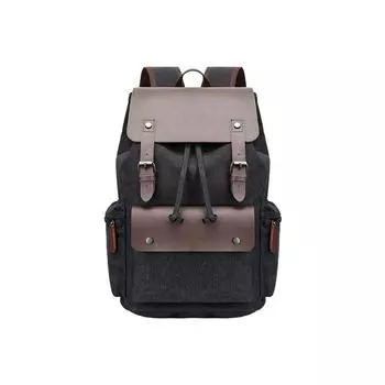 Холщовый рюкзак с несколькими карманами, большой вместимостью и тонкой строчкой, рюкзак большой вместимости чёрный