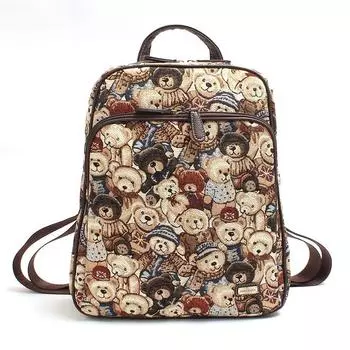 Холщовый рюкзак с принтом медведей, школьная сумка для кампуса, школьная сумка для девочек, студенческий компьютерный рюкзак, корейский повседневный женский рюкзак с мультяшным рисунком синий