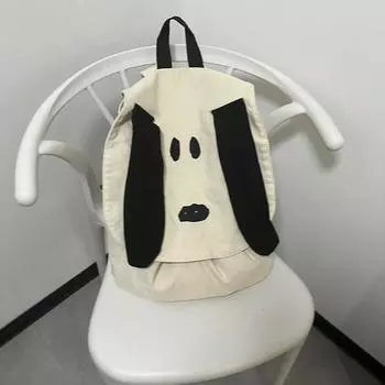 Холщовый рюкзак женский милый щенок шикарный мягкий девичий милый летний холщовый маленький рюкзак студенческий мужской рюкзак слоновая кость