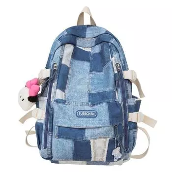 Холщовый рюкзак женский школьный рюкзак большой емкости контрастного цвета студенческий рюкзак розовый