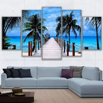 Холст, 5 шт., настенные художественные принты, изображения, высокое качество, домашний декор, модульные картины, пейзажные постеры, украшения гостиной, картины без рамки 20x35cm*2 20x45cm*2 20x55cm*1