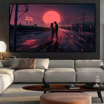 Холст для пар в скандинавском стиле, пейзажный постер и принты, настенные художественные картины для гостиной, украшения дома, Cuadros, без рамки 20*40cm