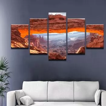 Холст HD печатает фотографии Гостиная Настенный художественный постер 5 шт. Солнечная горная долина Пейзажные картины Домашний декор Рамки без рамки 20x35cm*2 20x45cm*2 20x55cm*1