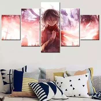 Холст Hd печатает фотографии, современное настенное искусство, 5 шт., Атака Титанов, картина, аниме, украшение для дома, модульный постер для гостиной 20X35 20X45 20X55cm