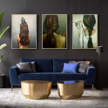 Холст Картина Цветы Птичьи Перья Женщина Абстрактная Настенная Искусства Принт Плакат Картина Декоративная Живопись Украшение Гостиной 21x30cm No Frame