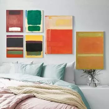 Холст Картины Плакаты Стены Искусства Картины Винтаж Абстрактные Красный Желтый Красочные Мастер Отпечатки Маслом для Гостиной Домашний Декор A4 21x30cm No Frame
