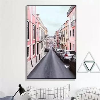 Холст Настенное искусство городской пейзаж домостроение плакат в скандинавском стиле Decoracion настенные панно для гостиной домашний декор спальня искусство 21cm30cm NoFrame