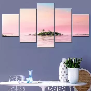 Холст настенное искусство постер и картина живопись природа тропический остров обои домашний декор фреска для гостиной 5 шт. картина без рамки 20x35cm*2 20x45cm*2 20x55cm*1 No Frame