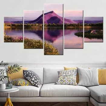 Холст настенное искусство постер картина природа пейзаж обои домашний декор интерьер художественное произведение гостиная фреска 5 частей художественное произведение без рамки 20x35cm*2 20x45cm*2 20x55cm*1 No Frame