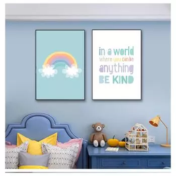 Холст, настенный художественный принт, простые цитаты, картина, декоративная картина, скандинавский декор для детской спальни, Радуга, детские цитаты, детский постер 21cm30cm NoFrame