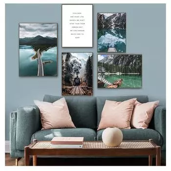 Холст Плакат Картина Поезд Пейзаж Настенное Искусство Современная Гостиная Домашний Декор Настенные Панно Горное Озеро Принт Lago Di Braies 21cm30cm NoFrame