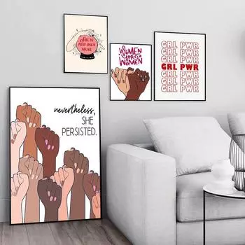 Холст-плакат «Скандинавский феминизм», цитаты о силе девушки, художественные принты, линии груди, настенные рисунки с разнообразными мотивами, подходящие для декора туалета 21x30cm No Framed