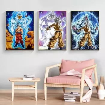 Холст Плакат Супер Синий Гоку Гостиная Настенный Декор Куадрос Лучший 21cm30cm NoFrame