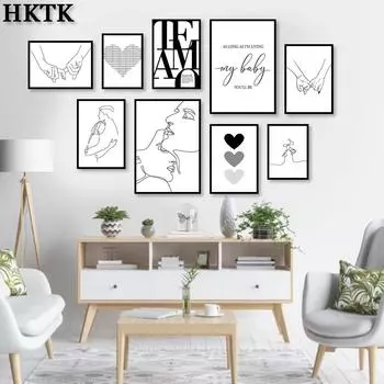 Холст постер в скандинавском стиле, простая художественная живопись с любовью, украшение для гостиной, настенная роспись для домашнего декора, эстетический подарок 21cm30cm NoFrame