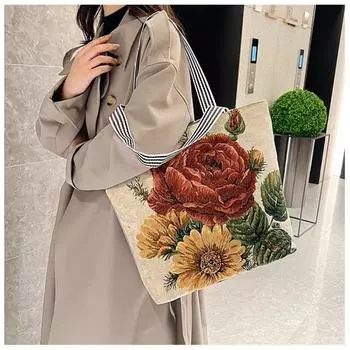 Холст Ретро Сумки Большие женские сумки на ремне Повседневная сумка для покупок