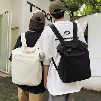Холст Рюкзак Сплошной цвет Студенческий школьный мужской рюкзак большой емкости для путешествий белый