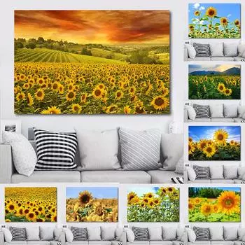 Холст с подсолнухом, настенная живопись, пейзажные фотографии, цветочный пейзаж, постеры и принты для гостиной, домашний декор, без рамки 21x30cm No Frame