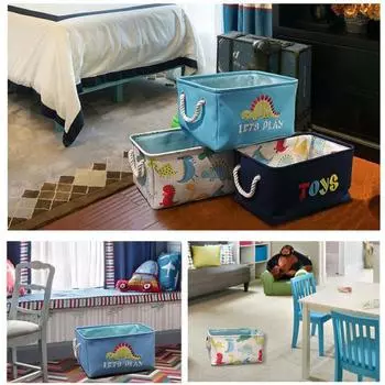 Холст Складной Вышивка Мультфильм Динозавр Игрушка Корзина Для Хранения Прачечной Организатор 3