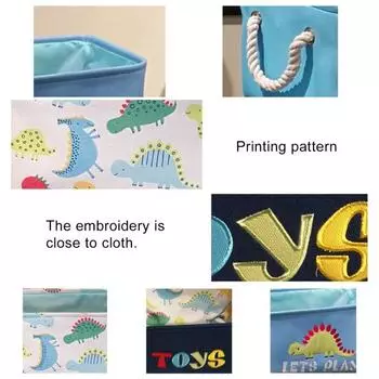 Холст Складной Вышивка Мультфильм Динозавр Игрушка Корзина Для Хранения Прачечной Организатор 3