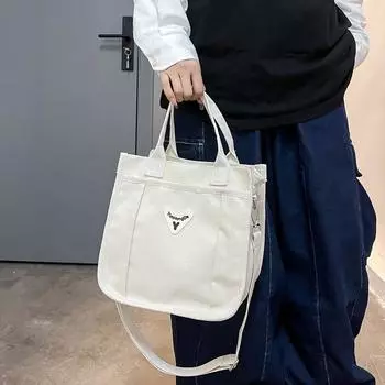 Холст Сумочка Сплошной цвет Женская сумка через плечо Маленькая сумка-тоут белый