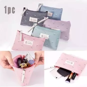 Холст Водонепроницаемая Косметичка Женский Портативный Цветок Большой Емкости Девушка Карандаш серый