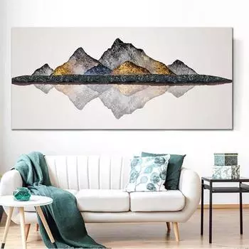 Холст в китайском стиле, картина Casa Gold Mountain, пейзаж, постеры и принты, настенные художественные фотографии для Cuadros, декор для гостиной 20cm40cm NoFrame